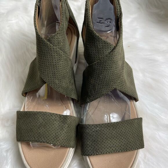 Dr Scholl’s  Sheena olive green Wedge ankle strap sandals size 8.5 - Picture 2 of 10